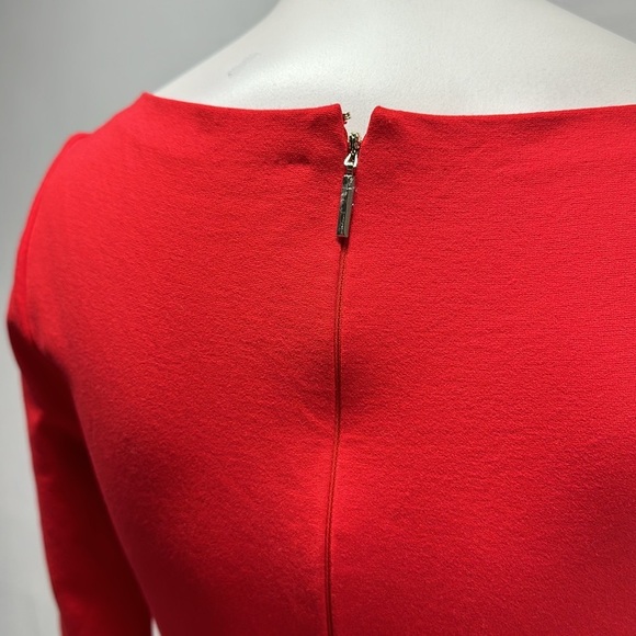 Kate Spade Dress Midi Fit And Flare Jersey Stretch Ponte Knit Bright Red Size XS - Picture 6 of 9